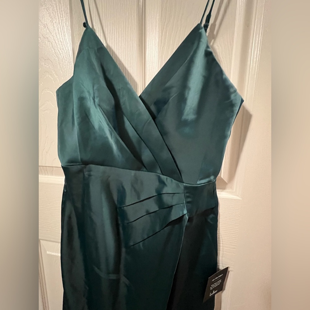 Lulu's Teal Green Wrap Midi Dress size S. Elegant Cocktail Prom Wedding Dress. - Picture 6 of 16